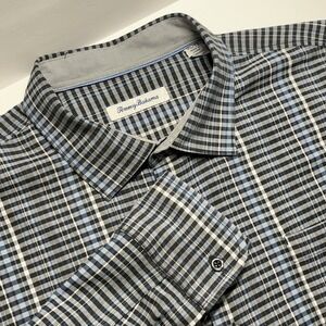Tommy Bahama Mens Gray Plaid Long Sleeve Silk Blend Button Up Shirt XL